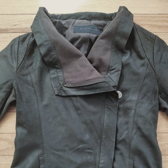 Elie Tahari leather moto jacket asymmetrical zip S - Picture 2 of 10